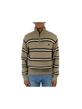 Chaps XL Striped Quarter-Zip Pullover Sweater Mock Neck